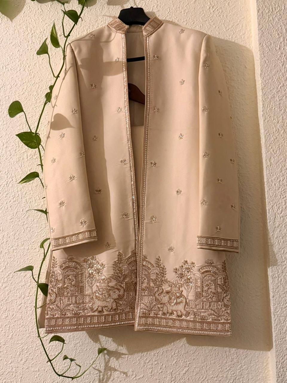 Cream Indo-Western with Heavy Bead Work - Image 3